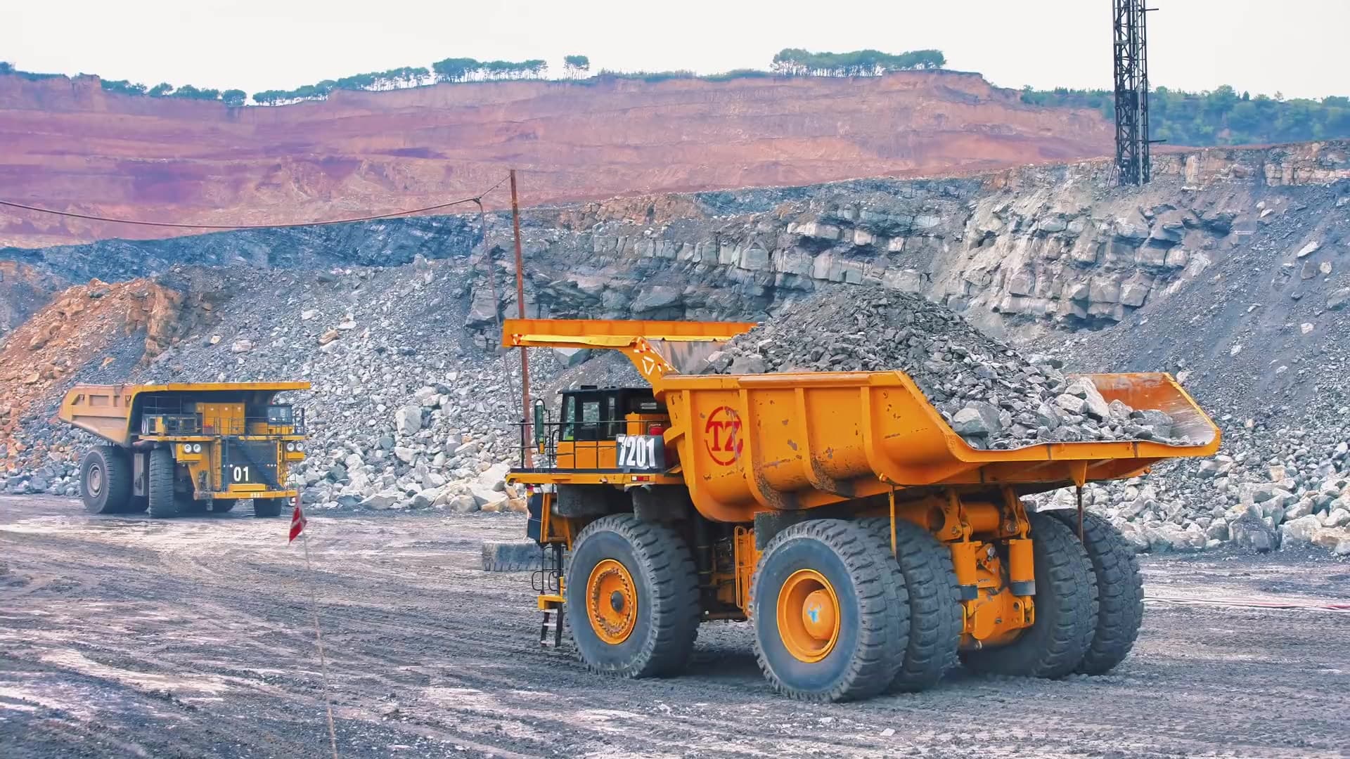 A haul truck working a producing open-pit mine